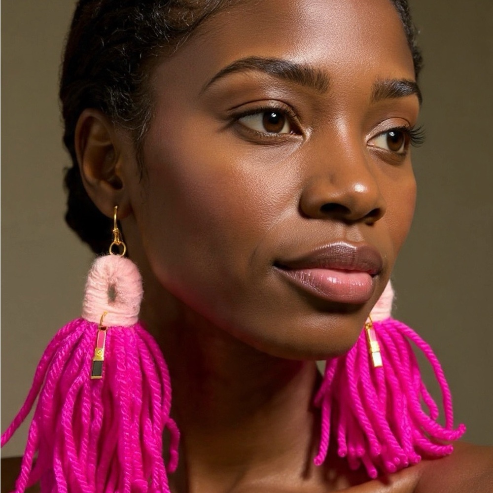 Vibrant Pink Tassel Earrings